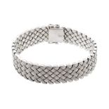 A woven link bracelet , the textured woven broad white metal bracelet  A woven link bracelet  ,