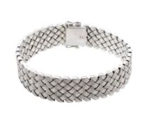 A woven link bracelet , the textured woven broad white metal bracelet  A woven link bracelet  ,