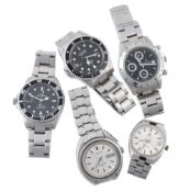 Five gentlemen’s stainless steel wristwatches, to include: Mondia, ref  Five gentlemen s stainless