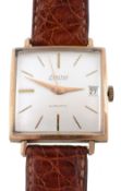 Exactus, ref.8855, an 18 carat gold square form centre seconds automatic...  Exactus, ref.8855, an