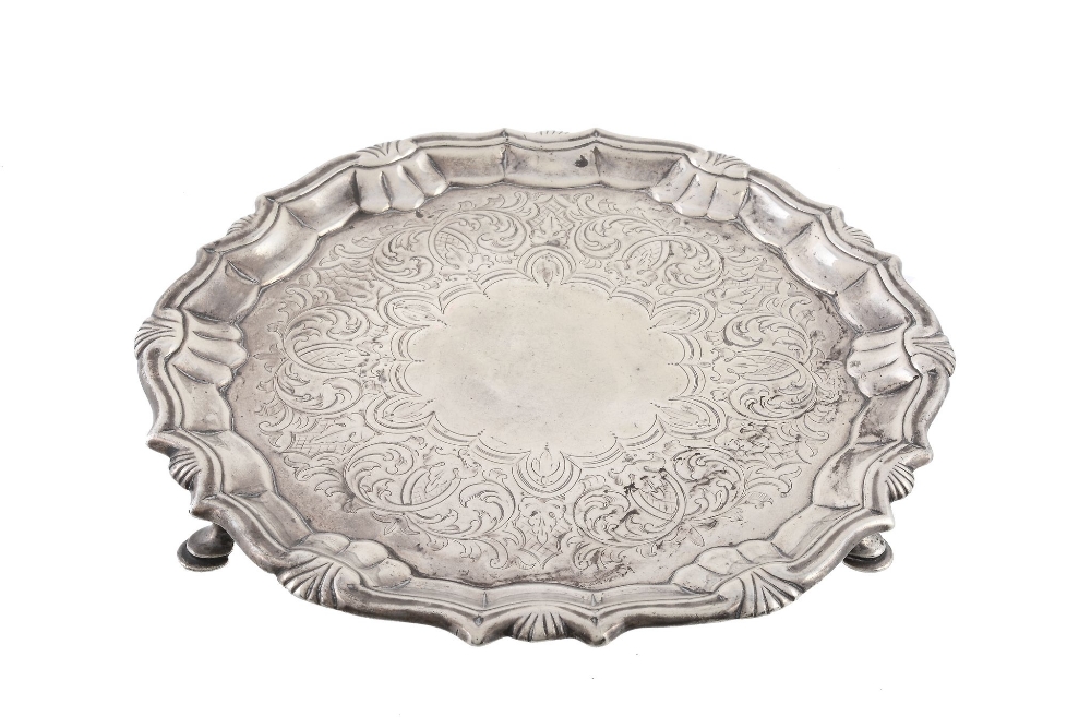 A George II silver shaped circular waiter by Robert Abercromby, London 1743  A George II silver