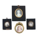 Four portrait miniatures, comprising: English School, late 19th century  Four portrait miniatures,