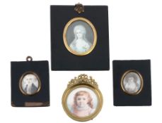 Four portrait miniatures, comprising: English School, late 19th century  Four portrait miniatures,