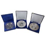 Three cased silver limited edition plates by Toy, Kenning & Spinces Ltd  Three cased silver