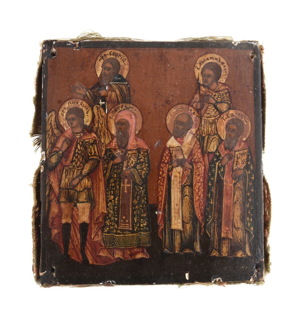 A Russian personal devotional icon of six saints, late 19th century  A Russian personal devotional - Image 3 of 3