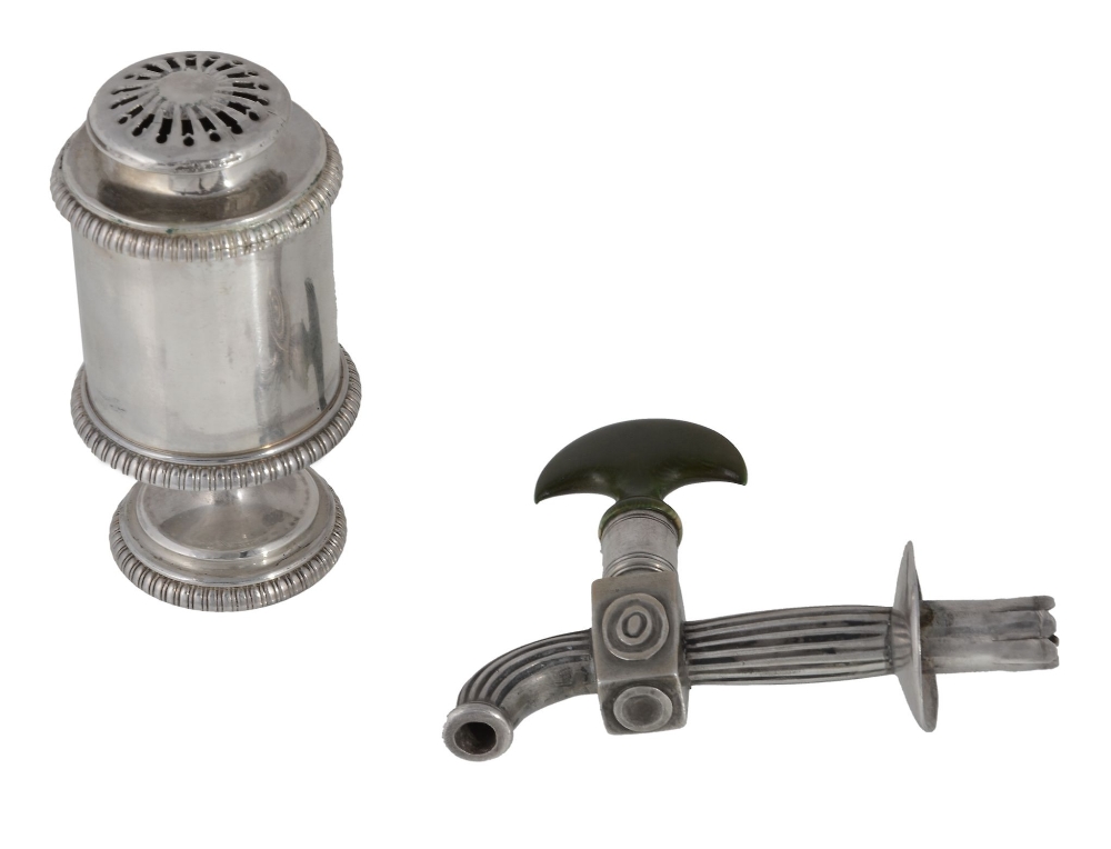A George III silver spigot for a tea urn by Thomas Phipps & Edward Robinson  A George III silver