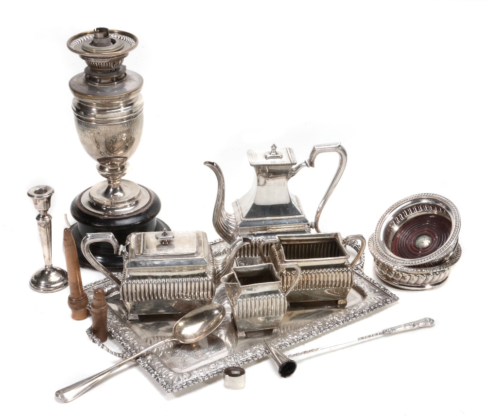 An electro-plated rectangular baluster four piece tea and coffee service  An electro-plated
