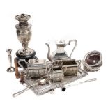 An electro-plated rectangular baluster four piece tea and coffee service  An electro-plated