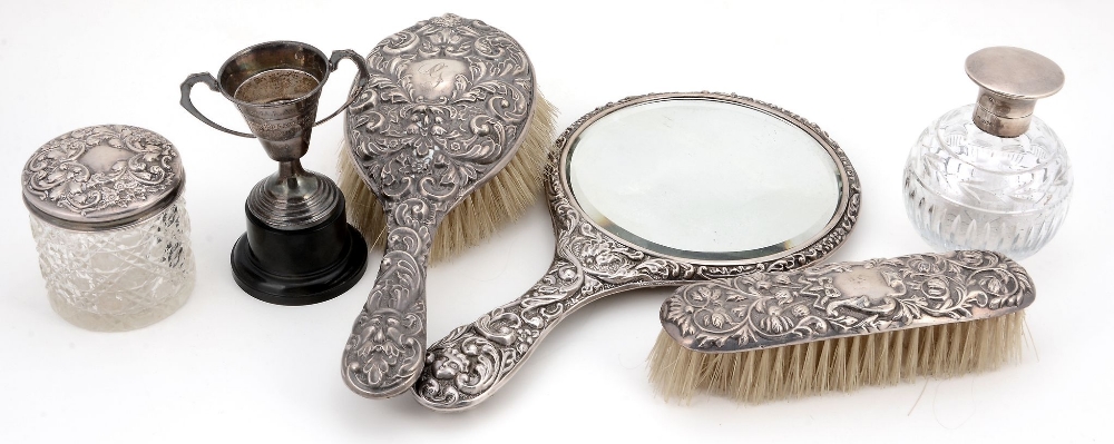 A collection of silver dressing items, to include  A collection of silver dressing items,   to