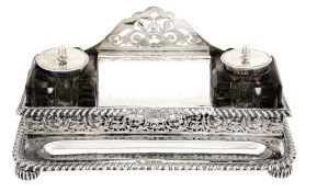 A Victorian silver inkstand by William Hutton & Sons, London 1893  A Victorian silver inkstand by