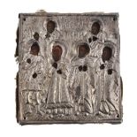 A Russian personal devotional icon of six saints, late 19th century  A Russian personal devotional