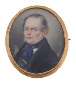 P. Barabino, circa 1851, an oval portrait miniature of a gentleman  P. Barabino, circa 1851, an oval