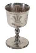A cased limited edition silver commemorative goblet by Prestons Ltd  A cased limited edition