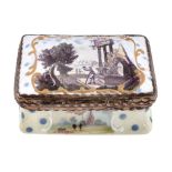 A south Staffordshire enamel rectangular double-lidded snuff box, circa 1760-65  A south