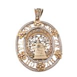 An Arts and Crafts oval commemorative pendant , circa 1900 An Arts and Crafts oval commemorative