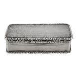 A George IV silver rectangular table snuff box by John Bettridge  A George IV silver rectangular