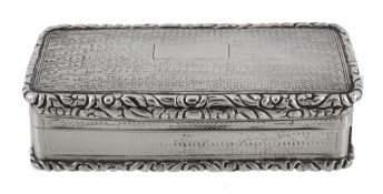 A George IV silver rectangular table snuff box by John Bettridge  A George IV silver rectangular