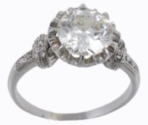 A diamond single stone ring, the old brilliant cut diamond weighing 2  A diamond single stone ring,