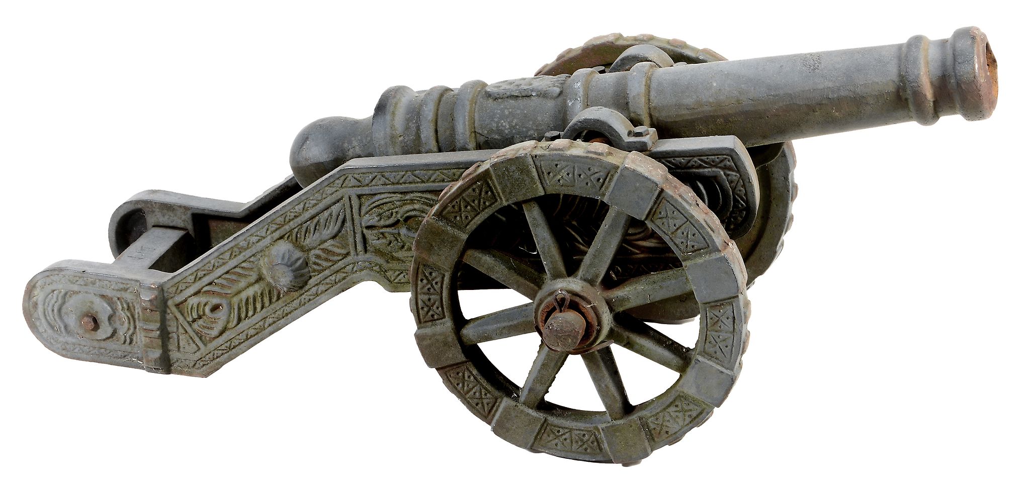 A pair of Victorian cast iron models of garrison cannon, late 19th century  A pair of Victorian cast - Image 2 of 3