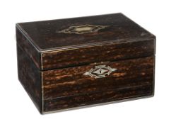 A Victorian coromandel and mother-of-pearl inlaid dressing case refitted as...  A Victorian
