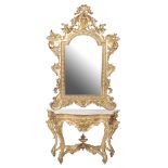 An Italian giltwood console table and mirror , 20th century  An Italian giltwood console table and