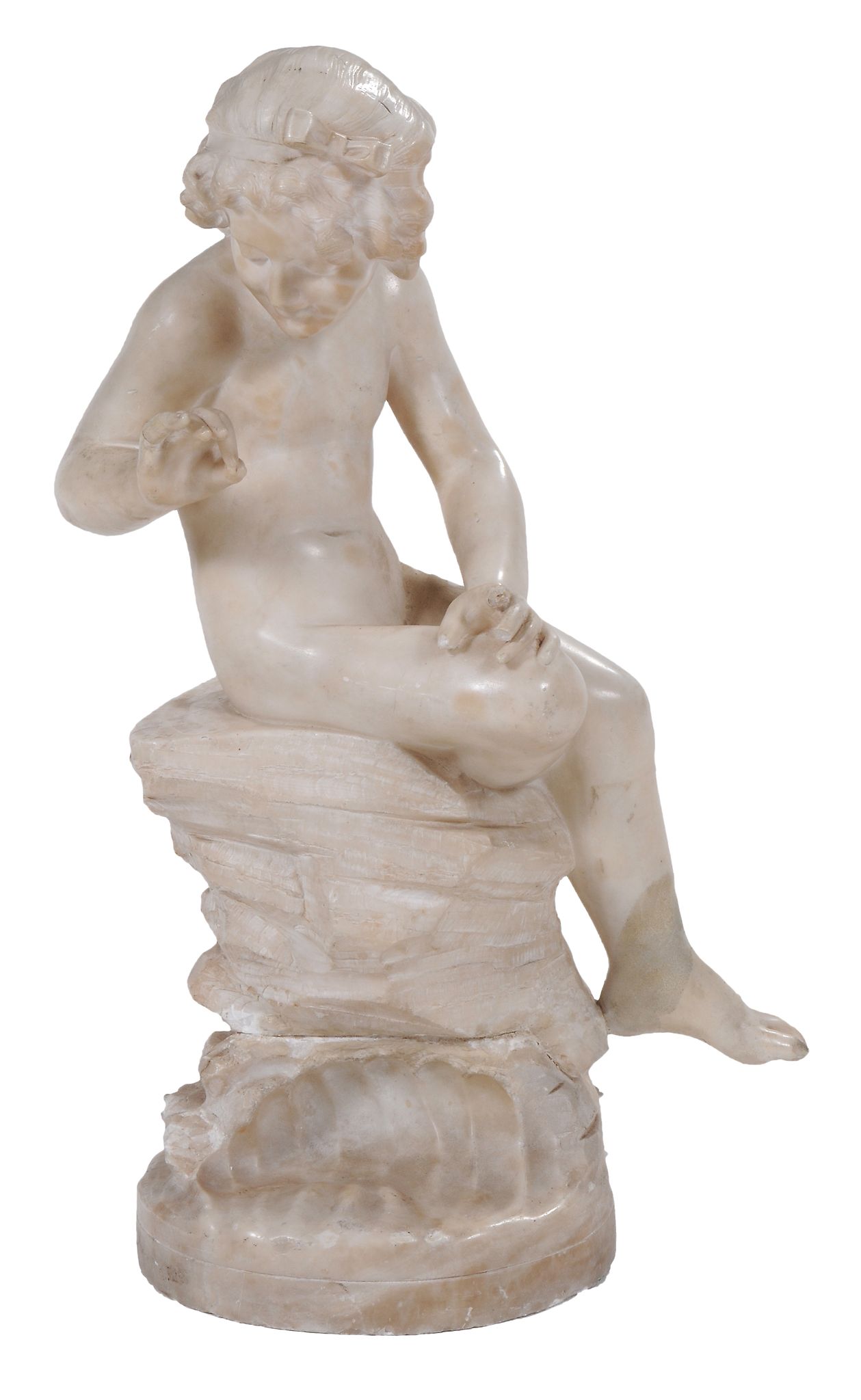 An Italian sculpted alabaster model of a girl, late 19th century  An Italian sculpted alabaster