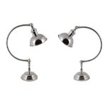 A pair of nickel plated metal adjustable desk lamps, of recent manufacture  A pair of nickel