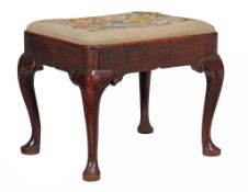 A George II red walnut stool , circa 1735  A George II red walnut stool  , circa 1735, with drop