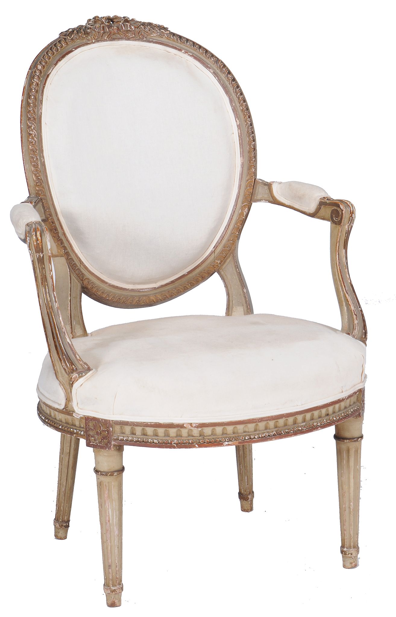 A set of four oval back painted open armchairs in Louis XVI style  A set of four oval back painted - Image 2 of 2