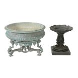 A Continental verdigris patinated metal jardiniere, circa 1875  A Continental verdigris patinated