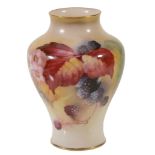 A small Royal Worcester baluster vase signed by K  A small Royal Worcester baluster vase signed