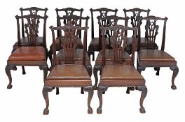 A set of ten mahogany dining chairs in George III style  A set of ten mahogany dining chairs in