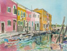 Maureen Anderson Berry (20th Century) - Burano, Venice Oil on canvas Signed and dated   10.4.08