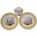 A Meissen round box and cover, late 19th century  A Meissen (outside decorated) round box and cover,