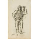 Pierre Puvis de Chavannes (1824-1898) - Classical figure study Charcoal on wove paper Signed with