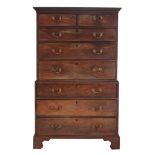 A George III mahogany chest on chest , circa 1770  A George III mahogany chest on chest  , circa