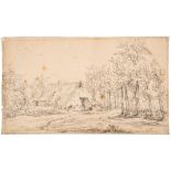 Egbert van Drielst (1746-1818) - Woodland farmstead Pencil on laid paper Signed in ink on verso 22.5