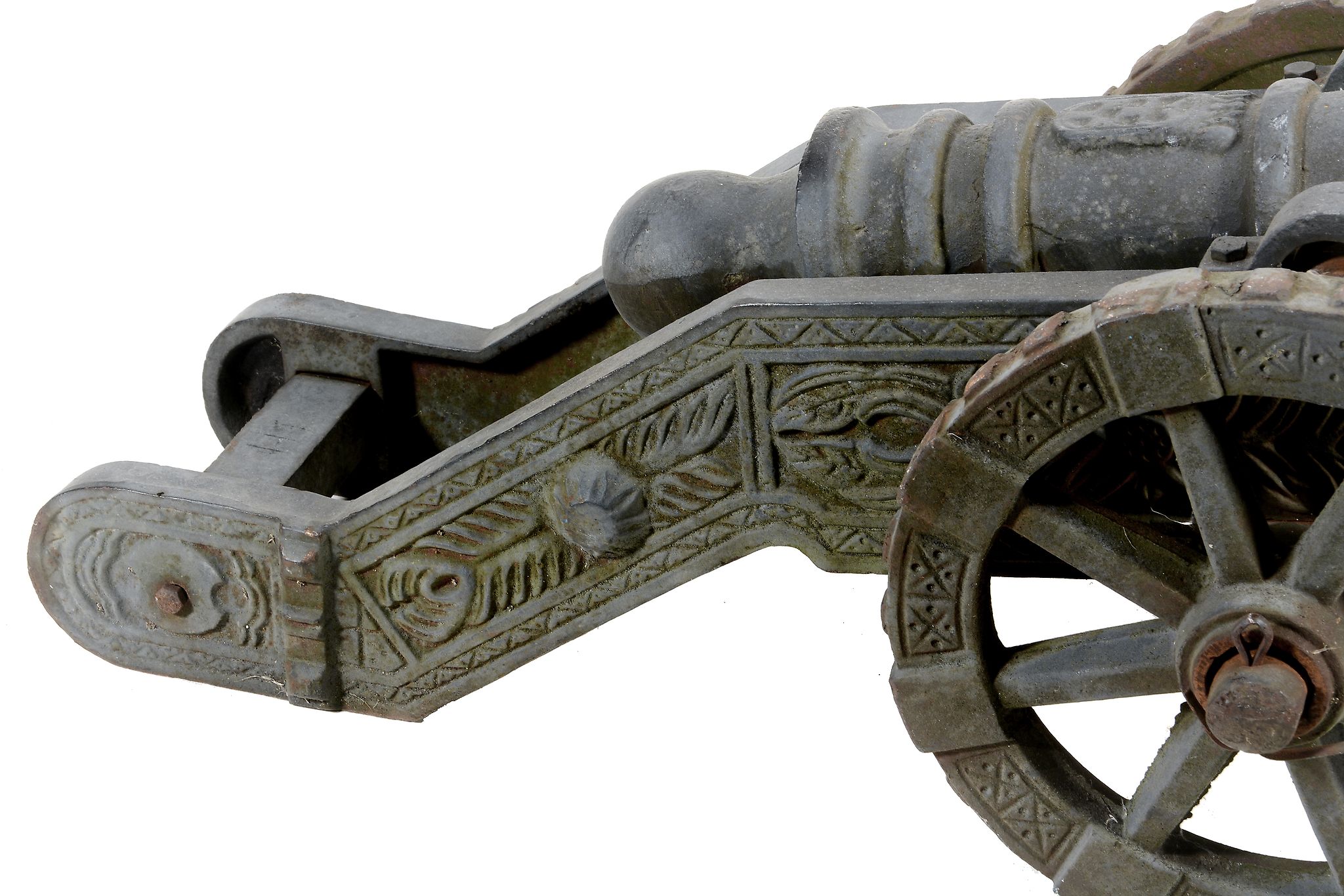 A pair of Victorian cast iron models of garrison cannon, late 19th century  A pair of Victorian cast - Image 3 of 3