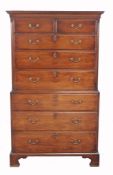 A George III mahogany chest on chest, circa 1780  A George III mahogany chest on chest,   circa