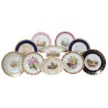 An assortment of English porcelain dessert plates  An assortment of English porcelain dessert