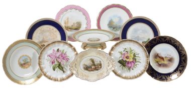 An assortment of English porcelain dessert plates  An assortment of English porcelain dessert