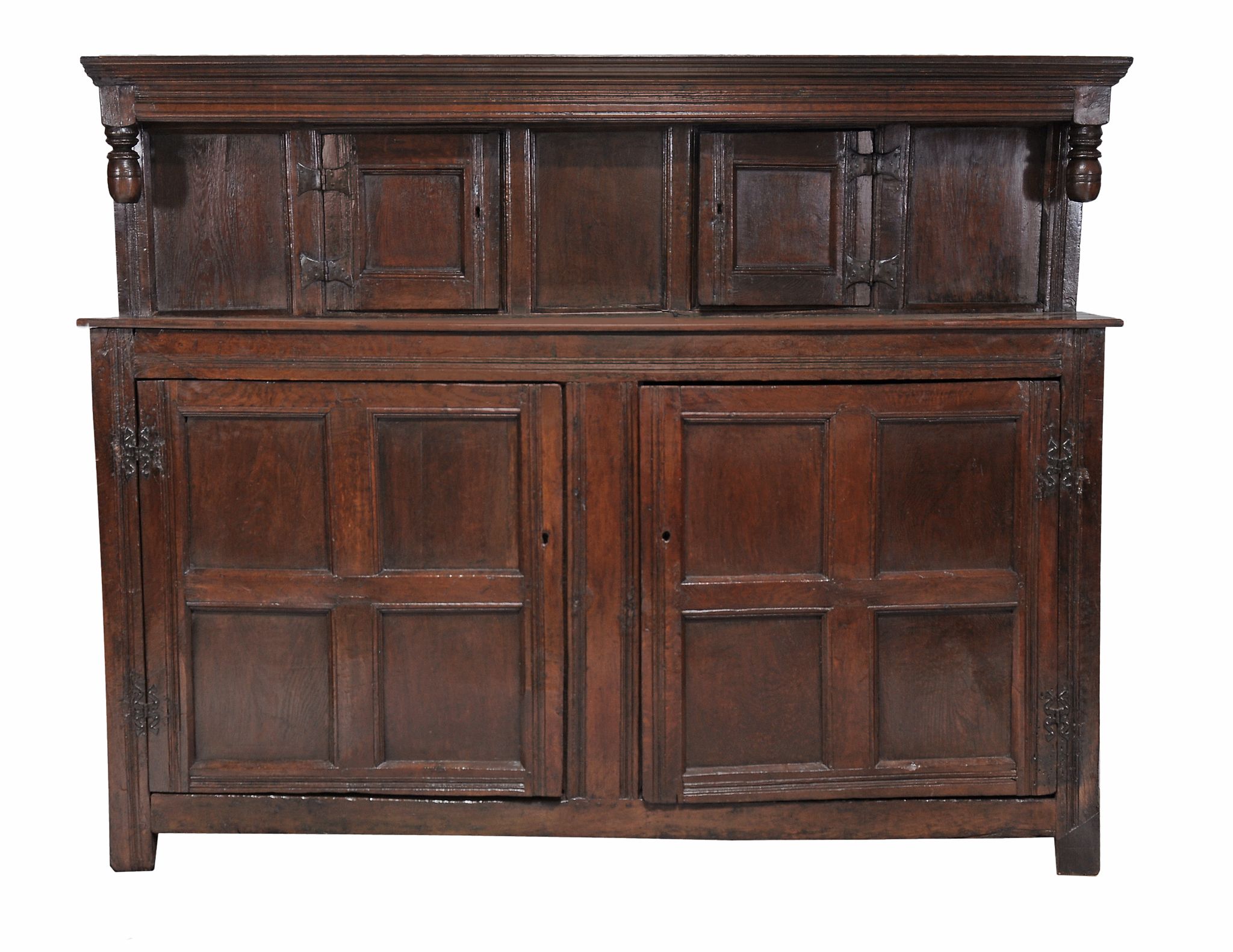 An oak court cupboard, 17th century and later  An oak court cupboard,   17th century and later,