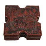A Chinese cinnabar lacquer box and cover , 19th/20th century  A Chinese cinnabar lacquer box and