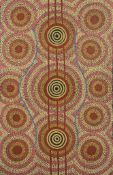 Aboriginal School - Untitled abstract, with concentric circles Acrylic on canvas 84 x 127 cm. (33
