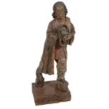 A Continental sculpted and polychrome painted wood model of a man  A Continental sculpted and