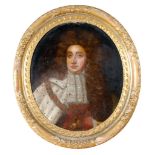 Follower of William Wissing - Portrait of a gentleman Oil on canvas Oval 76 x 63.5 cm (30 x 25 in)