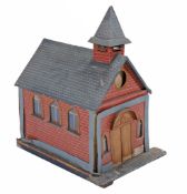 A Continental painted wood model of a church, early 20th century  A Continental painted wood model