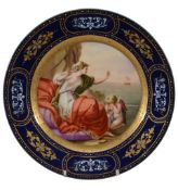 A Vienna-style cabinet plate depicting Ariadne watching the flight of...  A Vienna-style cabinet