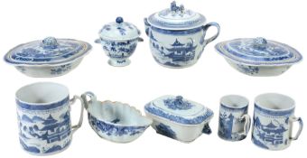 A collection of Chinese blue and white porcelain, late 18th and 19th centuries  A collection of