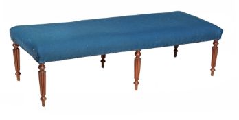 A mahogany and upholstered long stool, circa 1835 and later  A mahogany and upholstered long